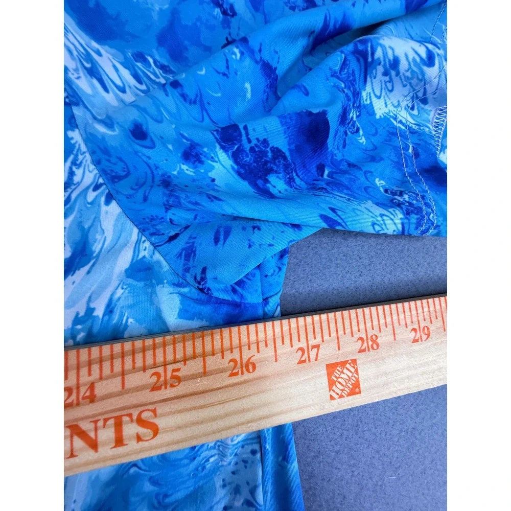 Hreski Polo Shirt‎ Mens XXL Blue Marble Swirl Abstract Print Short Sleeve Golf